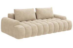 Cosmopolitan Design Světle b&eacute;žov&aacute; sametov&aacute; rozkl&aacute;dac&iacute; pohovka Linz 250 cm