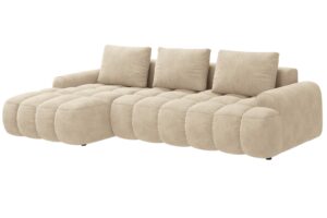 Cosmopolitan Design Světle b&eacute;žov&aacute; sametov&aacute; rozkl&aacute;dac&iacute; pohovka Linz 275 cm