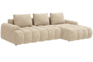 Cosmopolitan Design Světle b&eacute;žov&aacute; sametov&aacute; rozkl&aacute;dac&iacute; pohovka Linz 275 cm