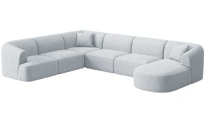 Cosmopolitan Design Světle &scaron;ed&aacute; čalouněn&aacute; rohov&aacute; pohovka Campi 330 cm
