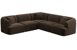 Cosmopolitan Design Tmavě hněd&aacute; sametov&aacute; rohov&aacute; pohovka Campi 255 cm