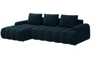 Cosmopolitan Design Tmavě modr&aacute; sametov&aacute; rozkl&aacute;dac&iacute; pohovka Linz 275 cm