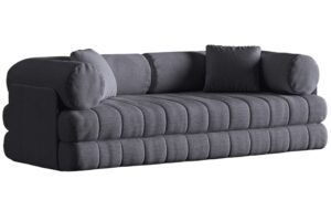 Cosmopolitan Design Tmavě &scaron;ed&aacute; boucl&eacute; rozkl&aacute;dac&iacute; pohovka Kemi 206 cm