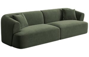 Cosmopolitan Design Zelen&aacute; sametov&aacute; čtyřm&iacute;stn&aacute; pohovka Campi 255 cm