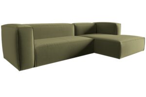 Cosmopolitan Design Zelen&aacute; sametov&aacute; rohov&aacute; pohovka Mackay 282 cm