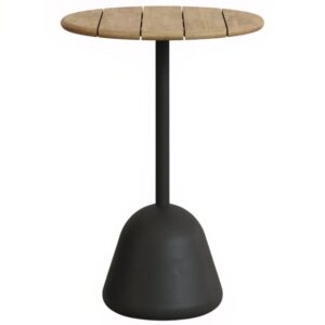 Dřevěn&yacute; zahradn&iacute; barov&yacute; stůl Kave Home Saura 70 cm s černou podnož&iacute;