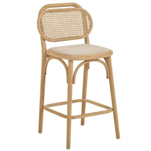 Dubov&aacute; barov&aacute; židle Kave Home Doriane s ratanov&yacute;m opěradlem 65 cm