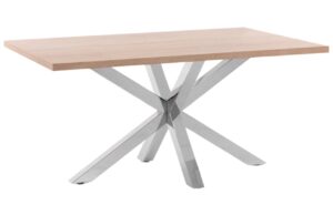Dubov&yacute; j&iacute;deln&iacute; stůl Kave Home Argo 160 x 100 cm s nerezovou podnož&iacute;