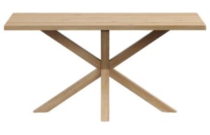 Dubov&yacute; j&iacute;deln&iacute; stůl Kave Home Argo 160 x 90 cm s př&iacute;rodn&iacute; kovovou podnož&iacute;