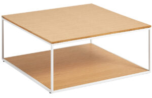 Dubov&yacute; konferenčn&iacute; stolek Kave Home Yoana 80 x 80 cm s b&iacute;lou podnož&iacute;