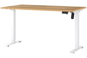 Germania B&iacute;l&yacute; v&yacute;&scaron;kově nastaviteln&yacute; pracovn&iacute; stůl Profi 2.0 140 x 80 cm s dubov&yacute;m dekorem