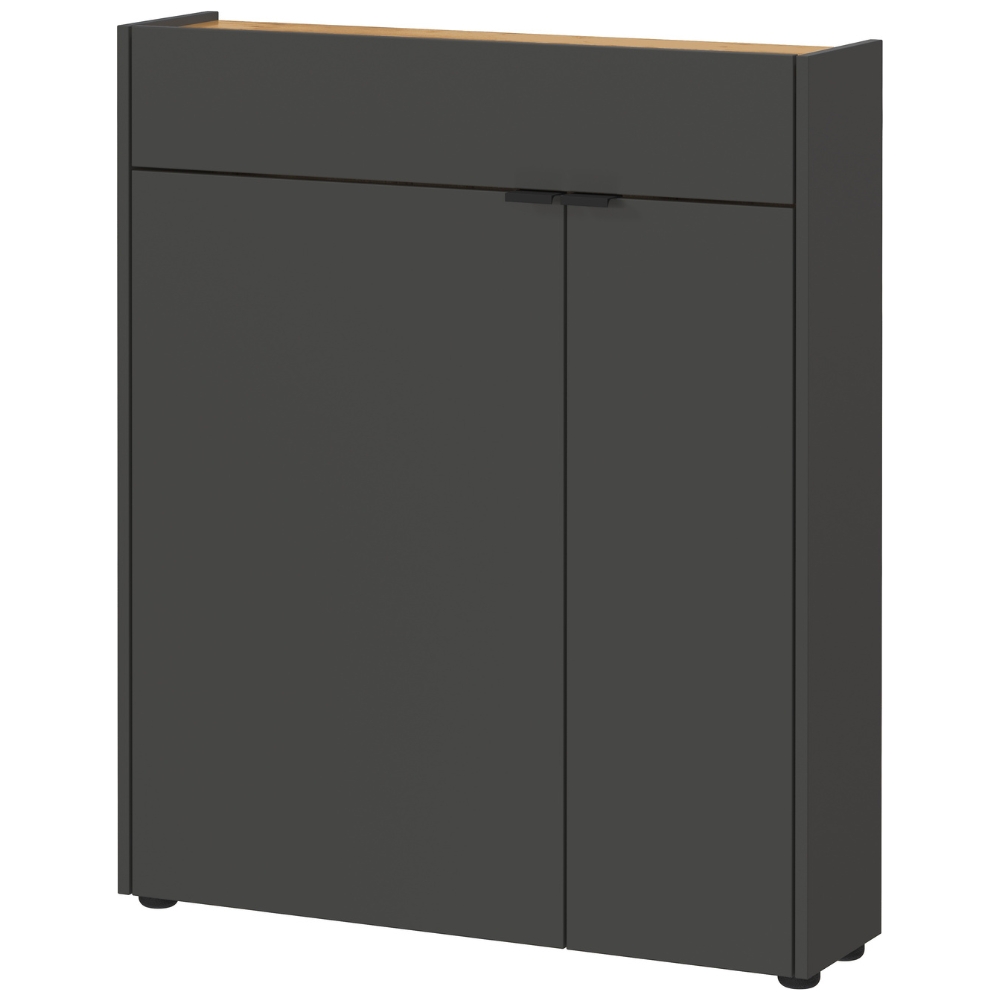 Germania Tmavě šedý botník Ameca 102 x 82 cm s dubovým dekorem