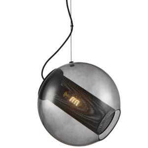 Halo Design Kouřově čern&eacute; skleněn&eacute; z&aacute;věsn&eacute; světlo Halo Forty-five 35 cm