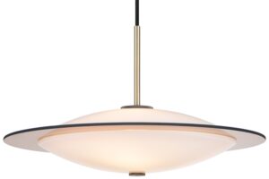 Halo Design Op&aacute;lově b&iacute;l&eacute; skleněn&eacute; z&aacute;věsn&eacute; světlo Orbit 40 cm s mosazn&yacute;m zavě&scaron;en&iacute;m