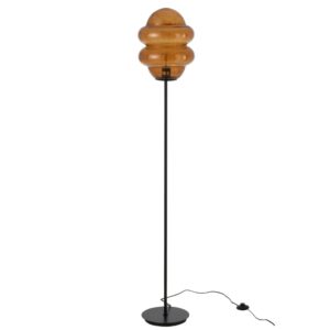 Hněd&aacute; skleněn&aacute; stojac&iacute; lampa J-line Sponky 160 cm
