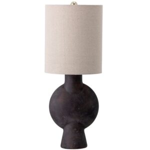 Hněd&aacute; terakotov&aacute; stoln&iacute; lampa se lněn&yacute;m st&iacute;nidlem Bloomingville Sergio