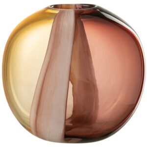 Hnědo-žlut&aacute; skleněn&aacute; v&aacute;za J-line Amberis 21 cm