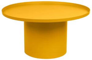 Hořčicově žlut&yacute; kovov&yacute; konferenčn&iacute; stolek Kave Home Fleksa &Oslash; 72 cm
