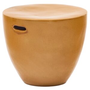 Hořčicově žlut&yacute; zahradn&iacute; stolek Kave Home Mesquida 46 cm