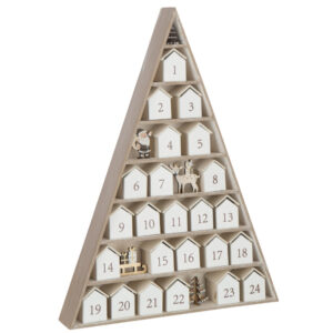 J-line B&iacute;l&yacute; dřevěn&yacute; adventn&iacute; kalend&aacute;ř Garry