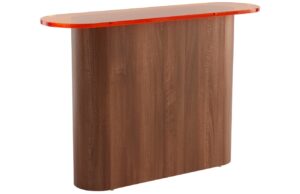 Jotex Oranžov&yacute; toaletn&iacute; stolek LIVI 120 x 35 cm s ořechovou podnož&iacute;