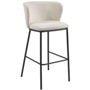 Kave Home B&iacute;l&aacute; boucl&eacute; barov&aacute; židle Ciselia 75 cm