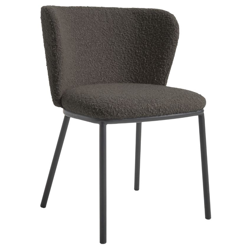 Kave Home Černá bouclé jídelní židle Ciselia