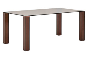 Kave Home Hněd&yacute; skleněn&yacute; j&iacute;deln&iacute; stůl Adularia 160 x 90 cm