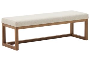 Kave Home Ořechov&aacute; lavice Loya 128 cm s b&eacute;žov&yacute;m sed&aacute;kem