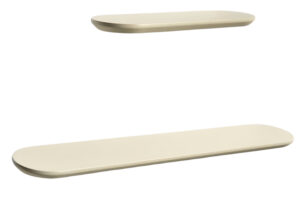 Kave Home Set dvou b&eacute;žov&yacute;ch lakovan&yacute;ch polic Arely 35/55 cm