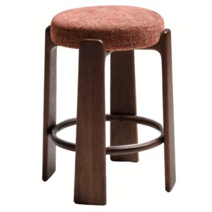 Kave Home Terakotově červen&aacute; ořechov&aacute; barov&aacute; židle Granite II. 65 cm