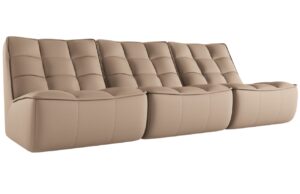 Maison Heritage Tmavě b&eacute;žov&aacute; kožen&aacute; pohovka Moni 249 cm
