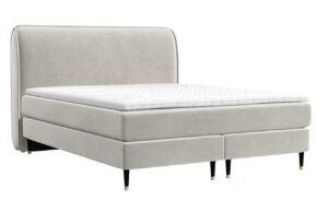 Maison de R&ecirc;ve Světle b&eacute;žov&aacute; sametov&aacute; postel boxspring OFFO 200 x 200 cm