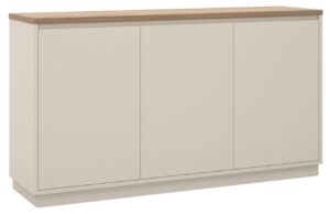Marckeric Kr&eacute;mov&aacute; lakovan&aacute; komoda Loreta 151 x 40 cm s dubov&yacute;m dekorem