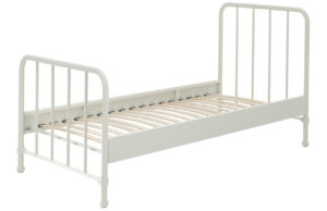 Matně b&iacute;l&aacute; kovov&aacute; postel Vipack Bronxx 90 x 200 cm