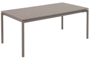 Matně hněd&yacute; kovov&yacute; zahradn&iacute; rozkl&aacute;dac&iacute; stůl Kave Home Zaltana 180/240 x 100 cm
