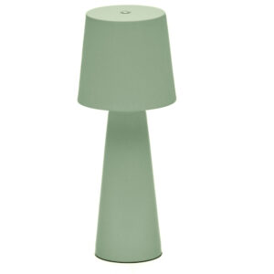 M&aacute;tově zelen&aacute; kovov&aacute; zahradn&iacute; stoln&iacute; LED lampa Kave Home Arenys S