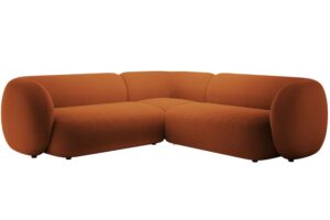 Micadoni Oranžov&aacute; sametov&aacute; rohov&aacute; pohovka Kate 252 cm