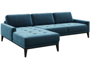 Modr&aacute; sametov&aacute; rohov&aacute; pohovka MESONICA Musso Tufted