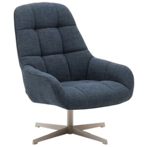 Modr&eacute; čalouněn&eacute; otočn&eacute; křeslo Kave Home Jaspe