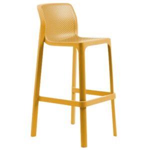 Nardi Hořčicově žlut&aacute; plastov&aacute; zahradn&iacute; barov&aacute; židle Net 76 cm