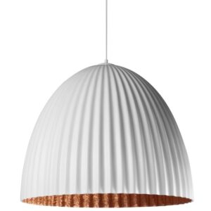 Nordic Design B&iacute;lo měděn&eacute; kovov&eacute; z&aacute;věsn&eacute; světlo Liss 70 cm
