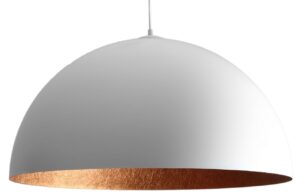 Nordic Design B&iacute;lo měděn&eacute; z&aacute;věsn&eacute; světlo Darly 70 cm