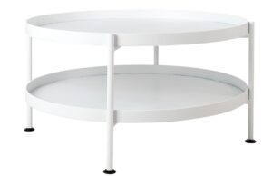 Nordic Design B&iacute;l&yacute; kovov&yacute; konferenčn&iacute; stolek Nollan 60 cm s polic&iacute;
