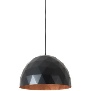 Nordic Design Čern&eacute; kovov&eacute; z&aacute;věsn&eacute; světlo Auron L s měděn&yacute;mi detaily