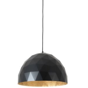 Nordic Design Čern&eacute; kovov&eacute; z&aacute;věsn&eacute; světlo Auron L se zlat&yacute;mi detaily