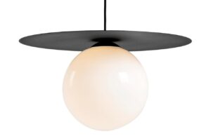 Nordic Design Černob&iacute;l&eacute; skleněn&eacute; z&aacute;věsn&eacute; světlo Lyon L