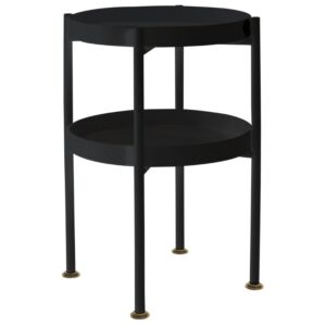 Nordic Design Čern&yacute; kovov&yacute; odkl&aacute;dac&iacute; stolek Nollan 40 cm s polic&iacute;