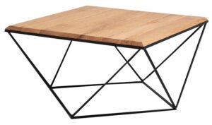 Nordic Design Př&iacute;rodn&iacute; konferenčn&iacute; stolek Deryl 80x80 cm s černou podnož&iacute;