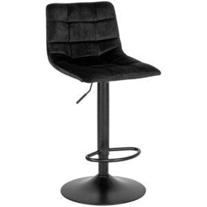 Nordic Living Čern&aacute; sametov&aacute; barov&aacute; židle Nellie 63-83 cm